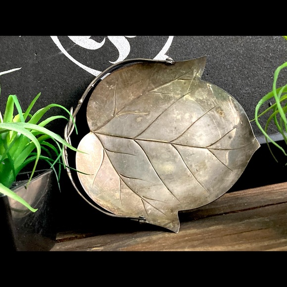 Sterling Art Deco Leaf Dish Tray *RARE* 998 Silver Japanese Vintage Asahi Shoten - Picture 4 of 9